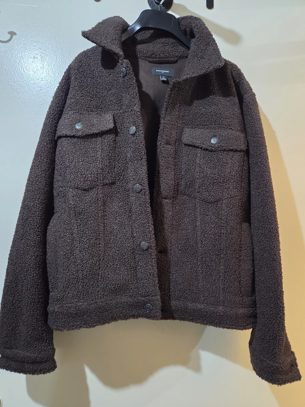 Banana Republic sherpa jacket in deep brown.